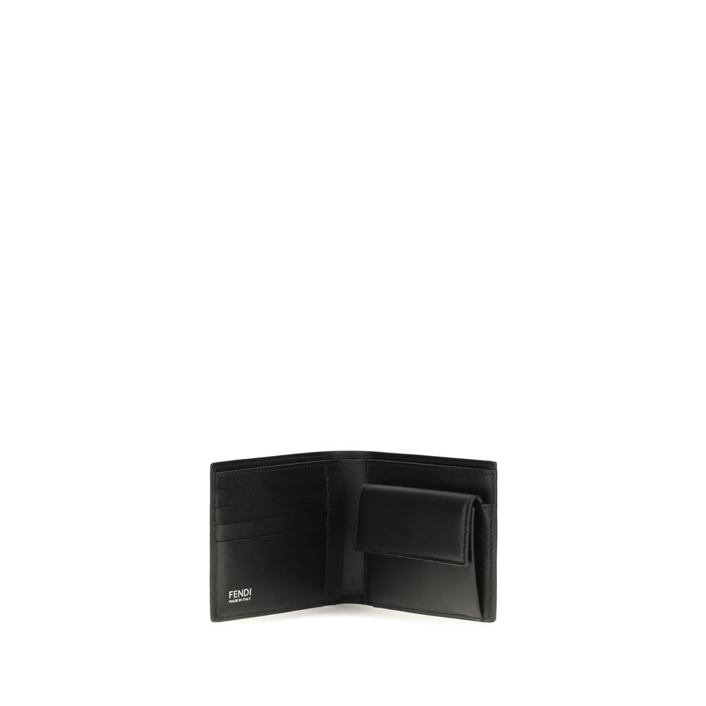 Fendi Black Calf Leather Bos Taurus Wallet for Men