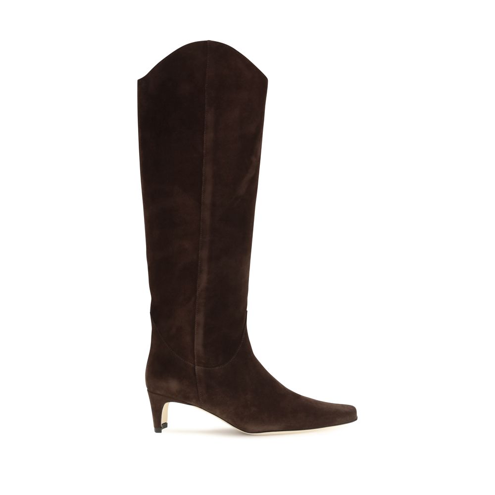 Staud Brown Calf Leather Bos Taurus High Heel Boots for Women