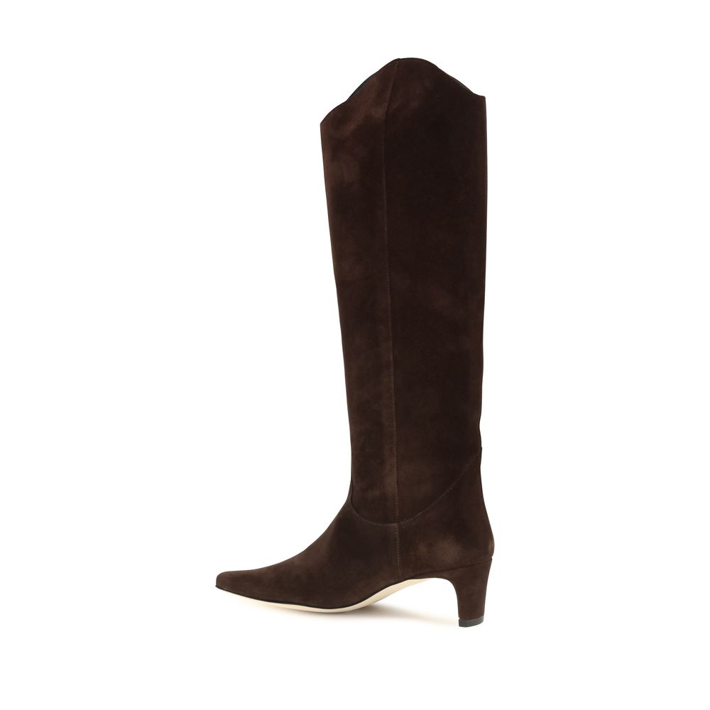 Staud Brown Calf Leather Bos Taurus High Heel Boots for Women