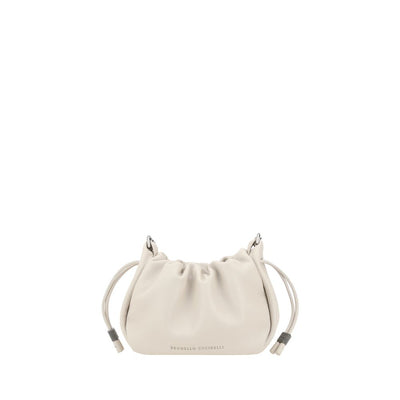 Brunello Cucinelli Beige Calf Leather Bos Taurus Shoulder Bag