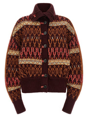 Dries Van Noten Bordeaux Wool Cardigan