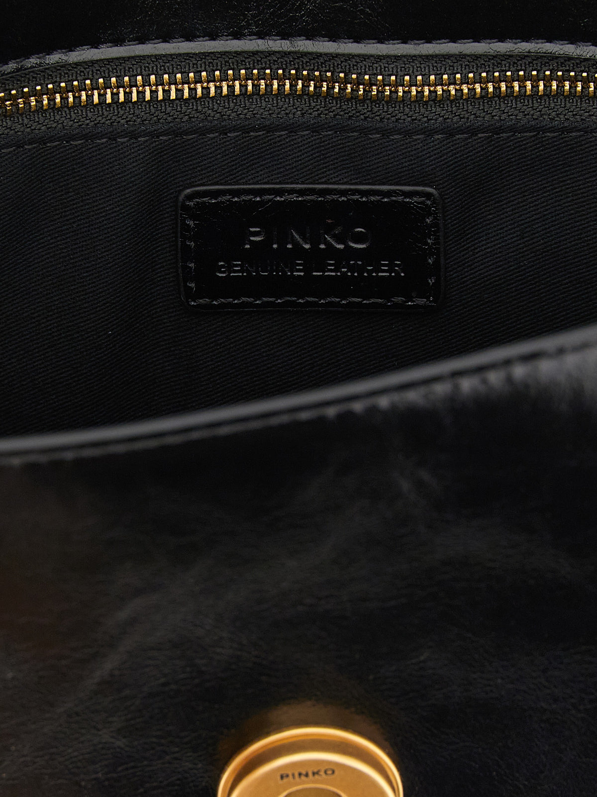 PINKO Black Calfskin Shoulder Bag