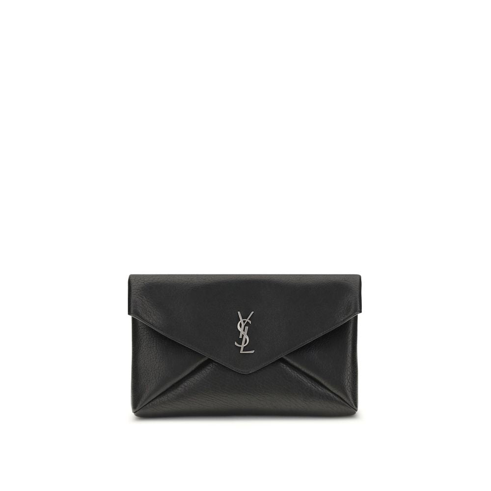 Saint Laurent Black Calf Leather Bos Taurus Clutch Bag for Men