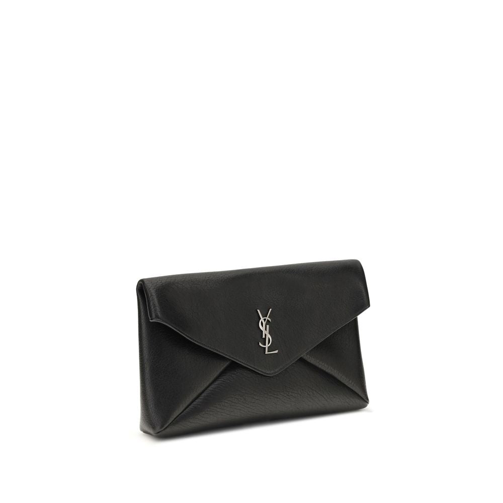 Saint Laurent Black Calf Leather Bos Taurus Clutch Bag for Men