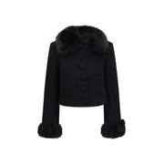 Self-Portrait Black Wool Oves Aries Full-Length Jacket