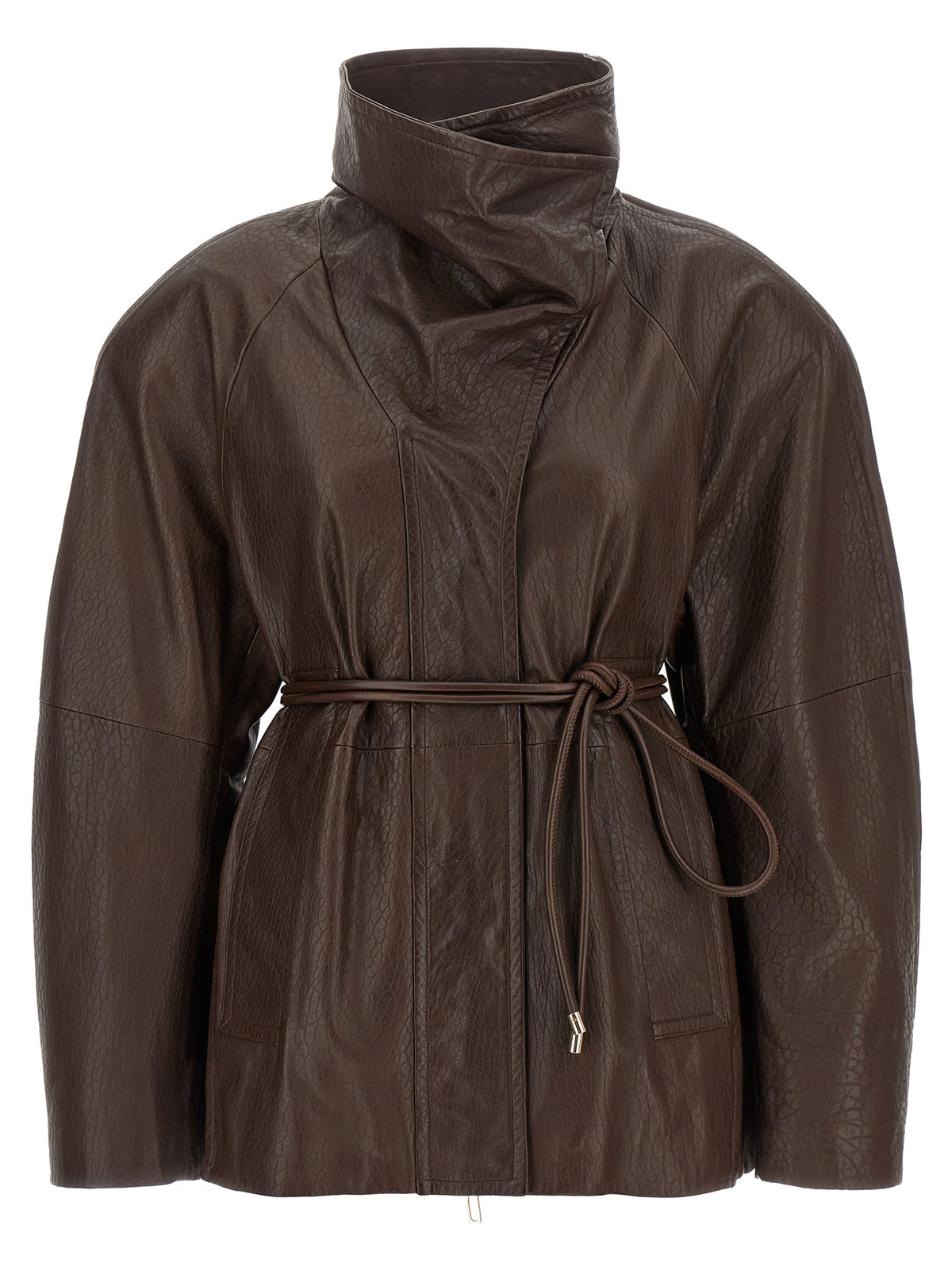 Sportmax Brown Lamb Leather Leather Jacket for Women