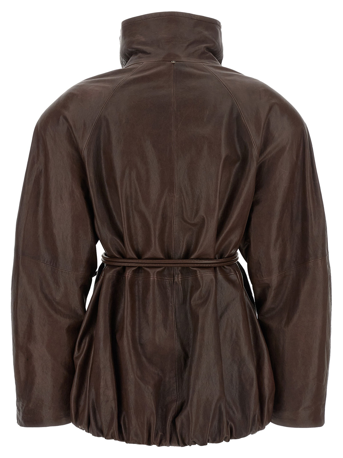 Sportmax Brown Lamb Leather Leather Jacket for Women