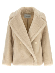 Max Mara White Alpaca Leather Coat