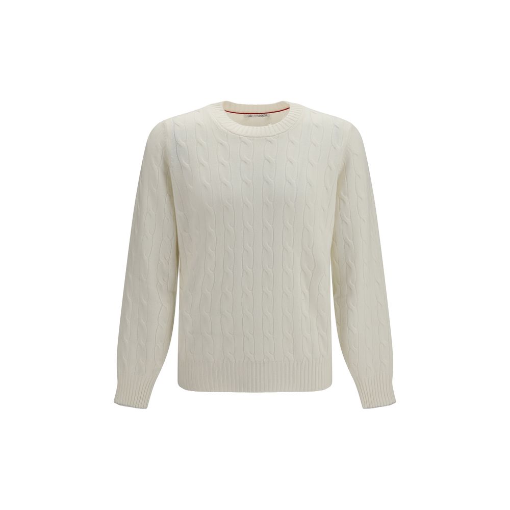 Brunello Cucinelli White Cashmere Sweater for Men