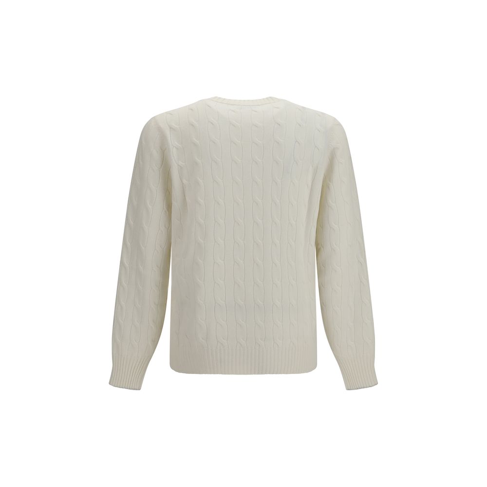 Brunello Cucinelli White Cashmere Sweater for Men