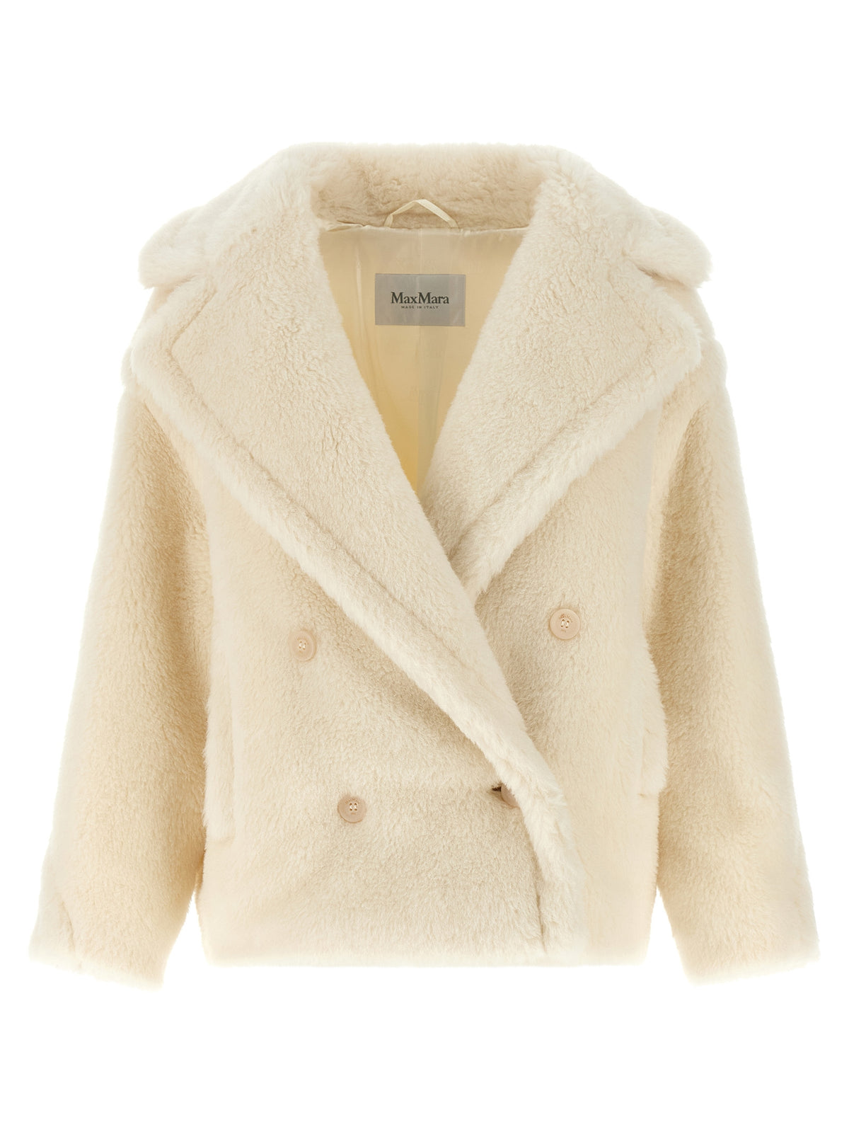 Max Mara White Alpaca Leather Coat for Women