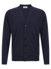 JOHN SMEDLEY Blue Merino Wool Cardigan