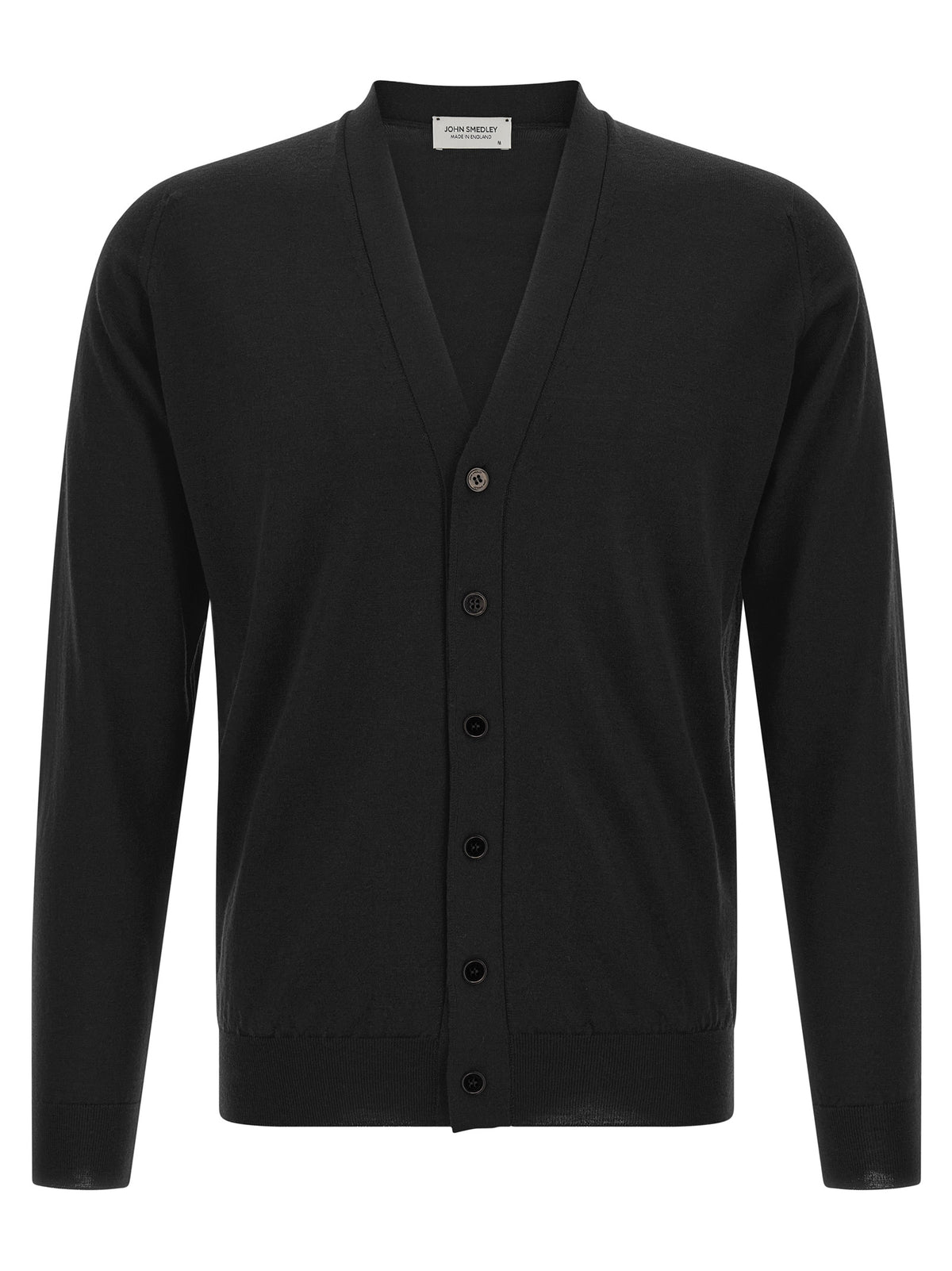 JOHN SMEDLEY Black Merino Wool Cardigan