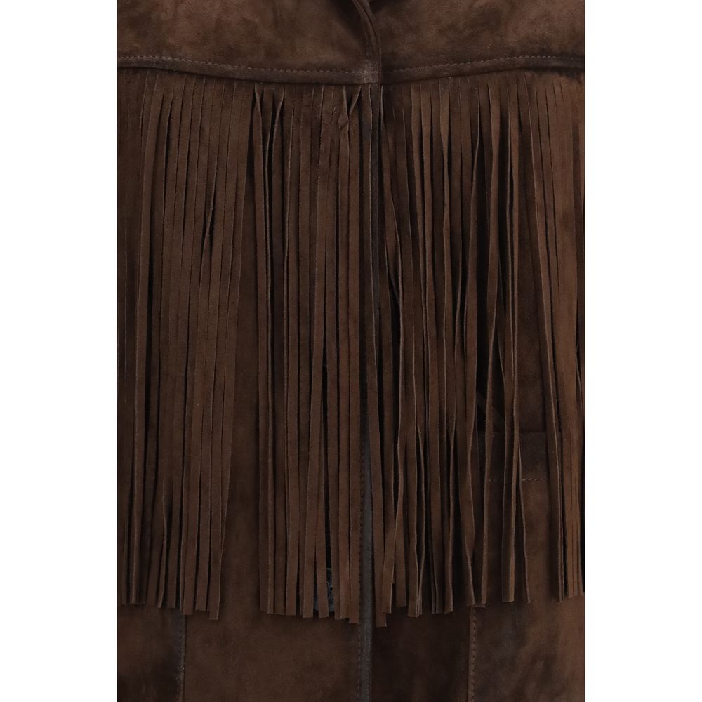 Golden Goose Brown Suede Leather Leather Jacket for Women