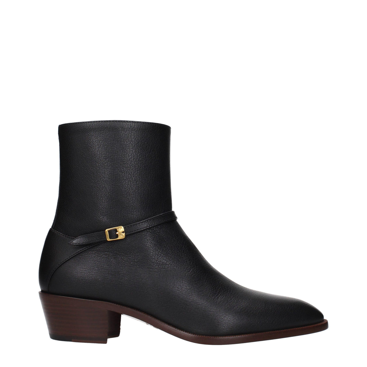 Valentino Garavani Black Leather Ankle Boots for Men