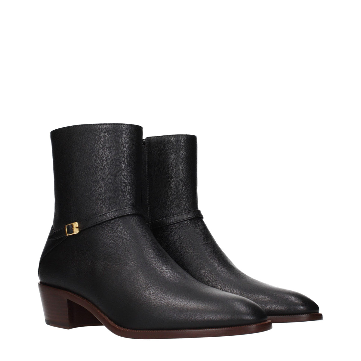 Valentino Garavani Black Leather Ankle Boots for Men