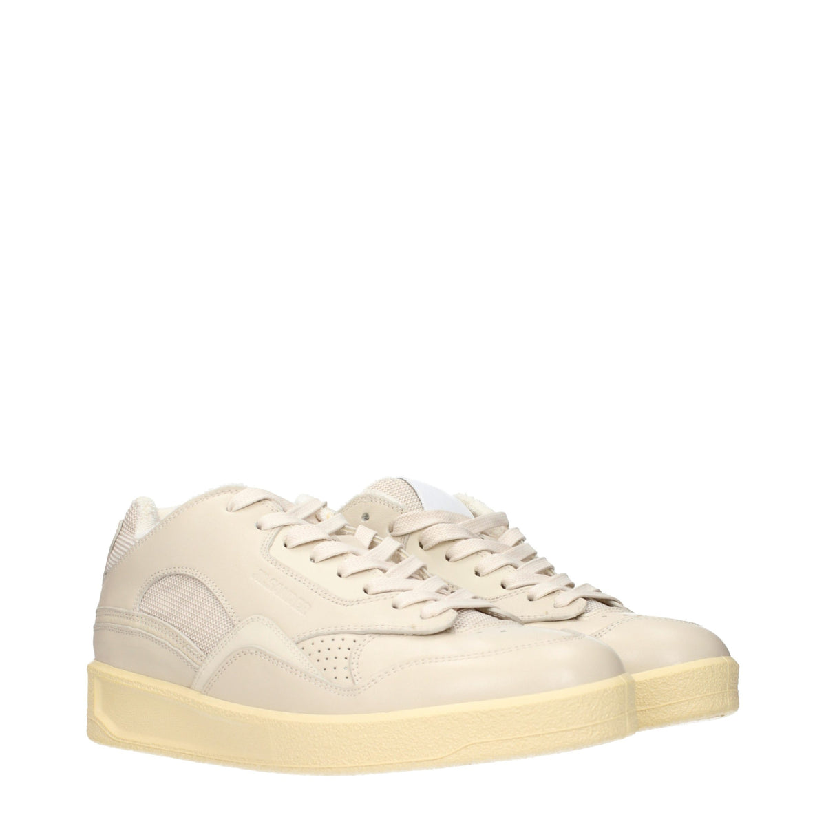 JIL SANDER Beige Leather Low Top Sneakers for Men