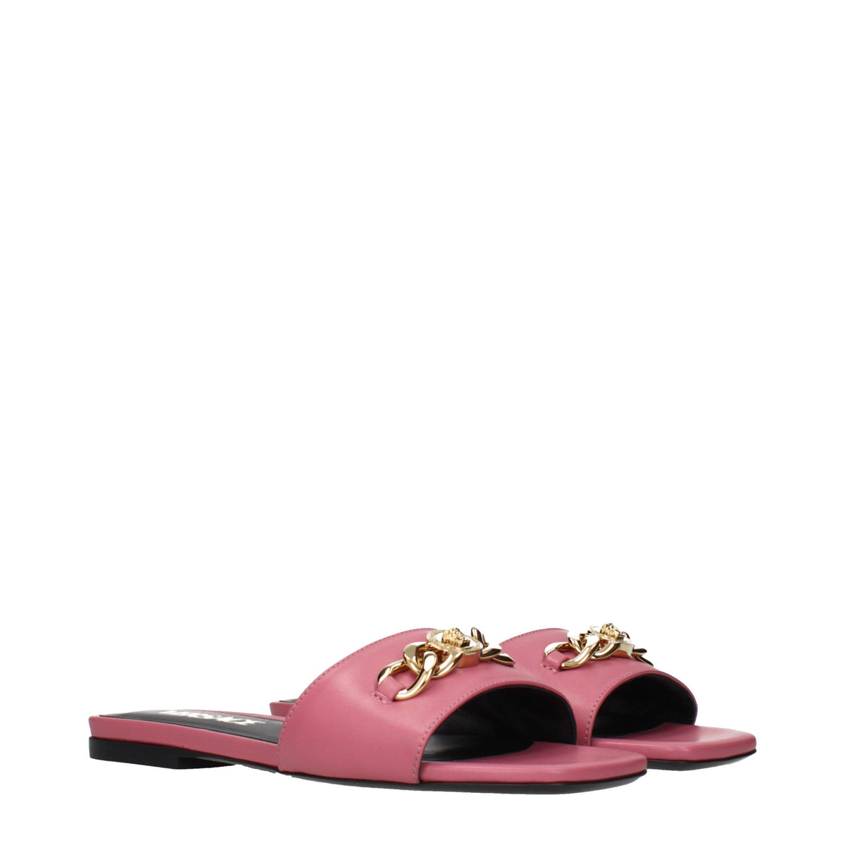 Versace Pink Leather Slippers for Women