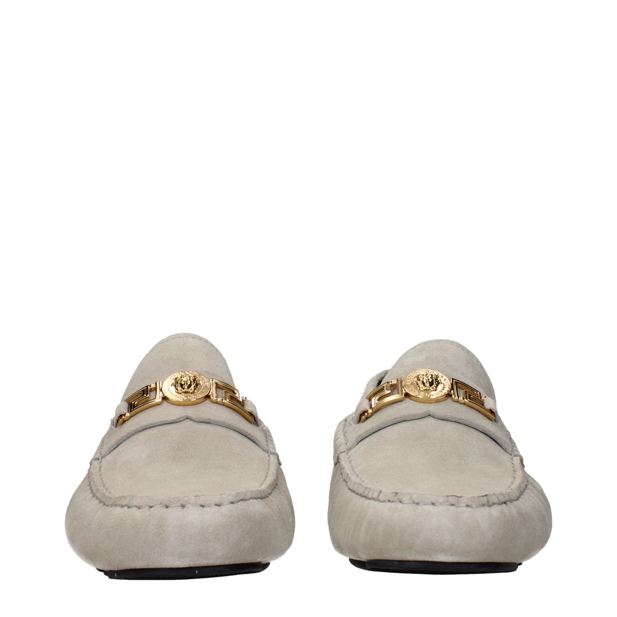 Versace Gray Leather Slip-On Loafers for Men