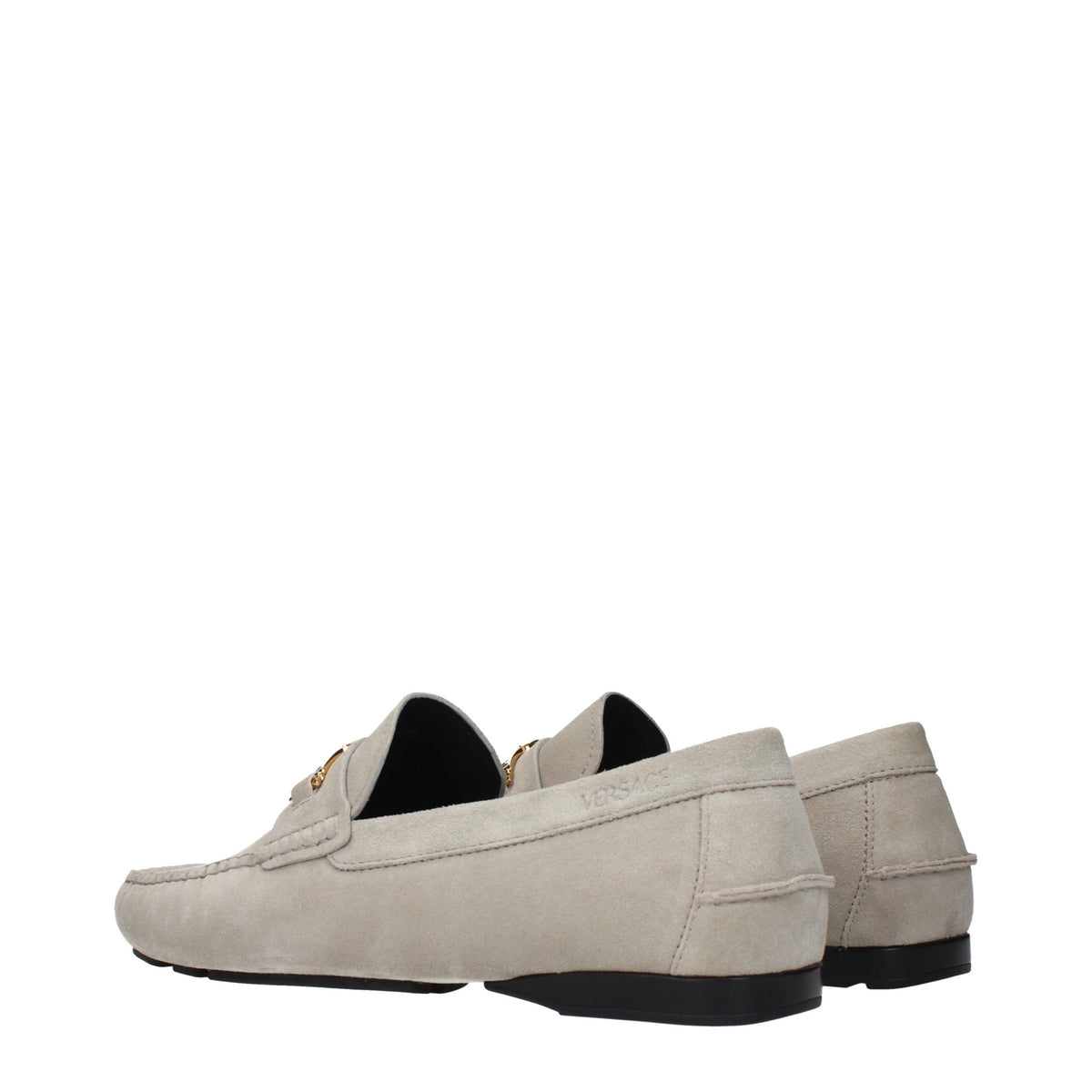 Versace Gray Leather Slip-On Loafers for Men