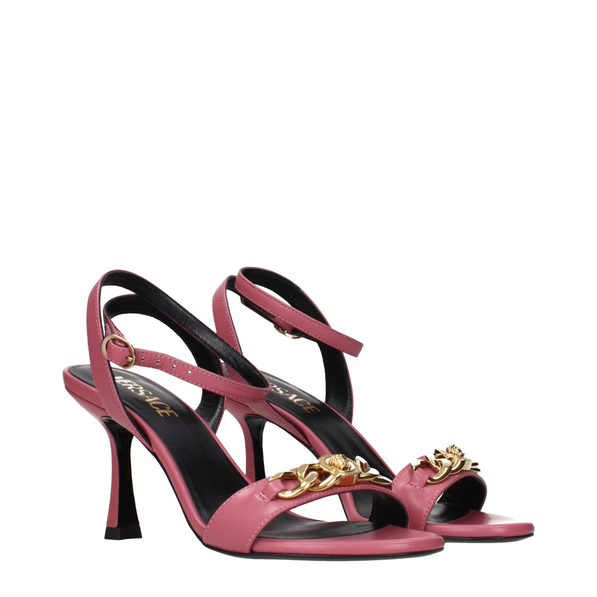 Versace Pink Leather Stiletto Heel Sandals for Women