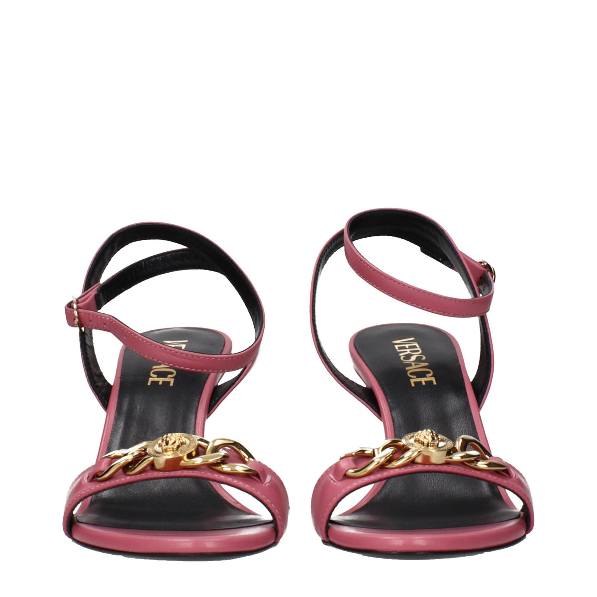 Versace Pink Leather Stiletto Heel Sandals for Women
