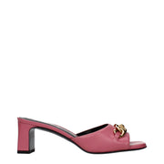 Versace Pink Leather Flat Sandals for Women