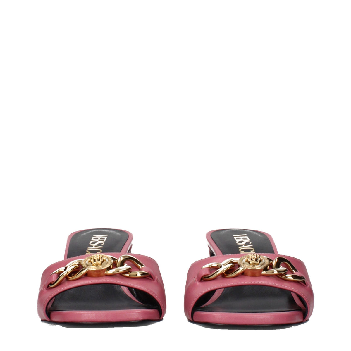 Versace Pink Leather Flat Sandals for Women