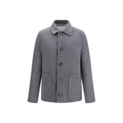 Ami Paris Gray Wool Oves Aries Full-Length Jacket for Men