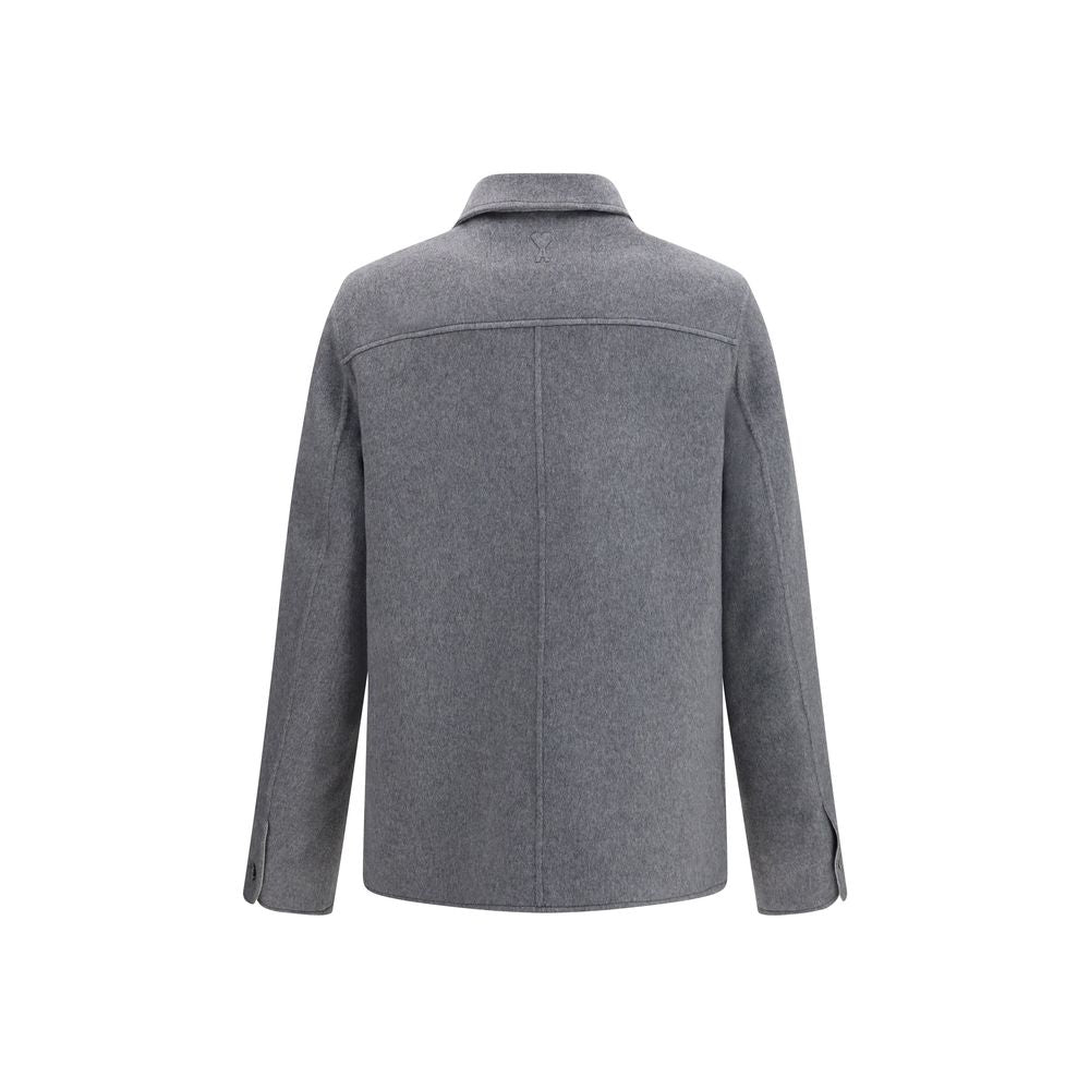 Ami Paris Gray Wool Oves Aries Full-Length Jacket for Men