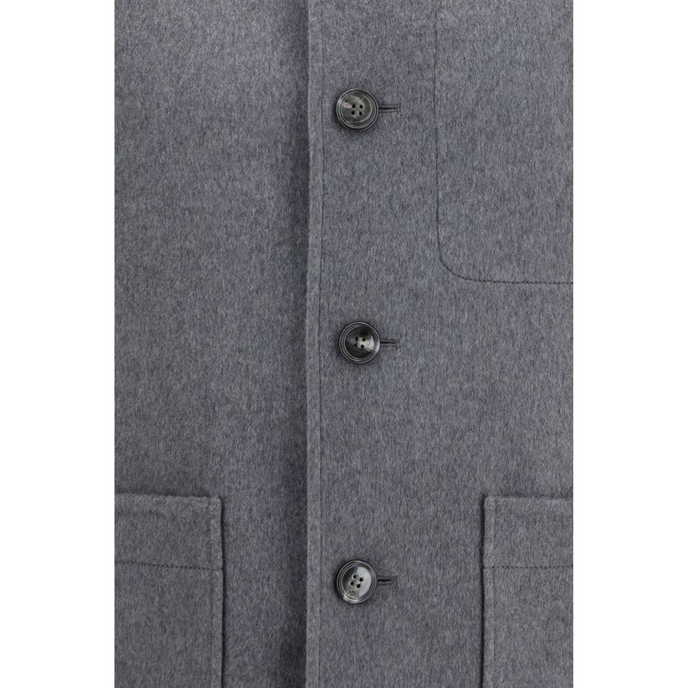 Ami Paris Gray Wool Oves Aries Full-Length Jacket for Men