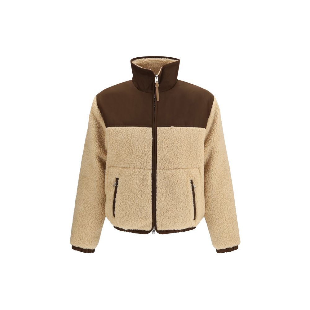 Ami Paris Beige Polyester Full-Length Jacket for Men