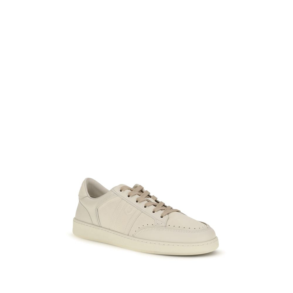 Ferragamo Beige Nubuc Leather Low Top Sneakers for Men