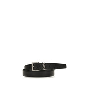 Saint Laurent Black Calf Leather Bos Taurus Regular Belt for Men