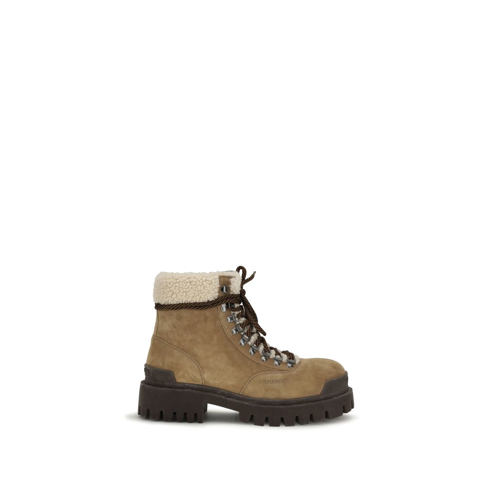 Balenciaga Beige Suede Leather Lace-Up Boots for Men