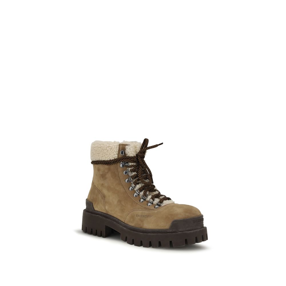 Balenciaga Beige Suede Leather Lace-Up Boots for Men
