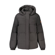 Guess Jeans Black Polyester Women Jacket with Removable Hood