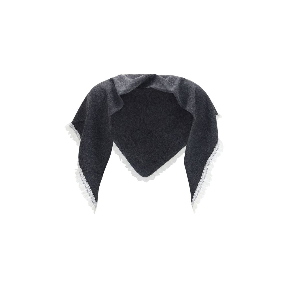 Ganni Gray Wool Oves Aries Scarf for Women