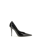 Amina Muaddi Black Calf Leather Bos Taurus High Heel Pumps