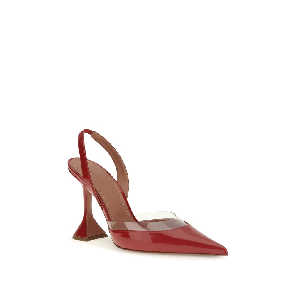 Amina Muaddi Red Goatskin High Heel Pumps for Women