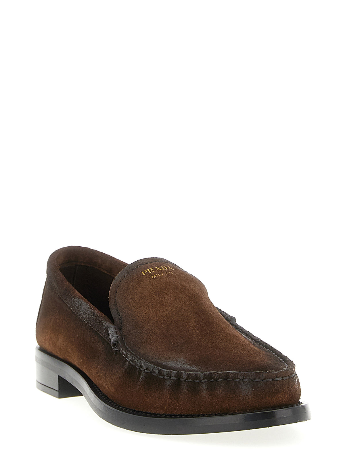 Prada Brown Calfskin Slip-On Loafers for Women