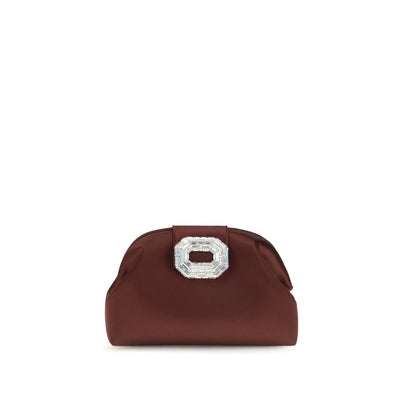 Amina Muaddi Bordeaux Satin Shoulder Bag for Women