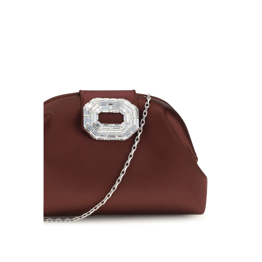 Amina Muaddi Bordeaux Satin Shoulder Bag for Women