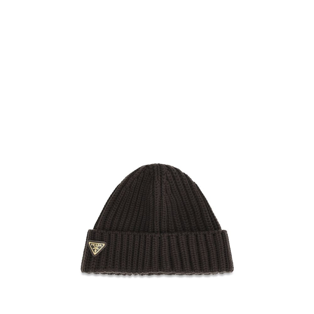 Prada Brown Wool Oves Aries Beanie for Women