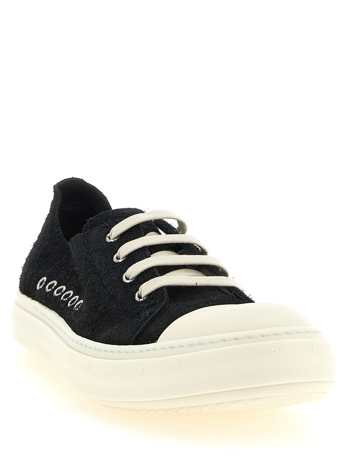 Rick Owens Black Calfskin Low Top Sneakers for Men