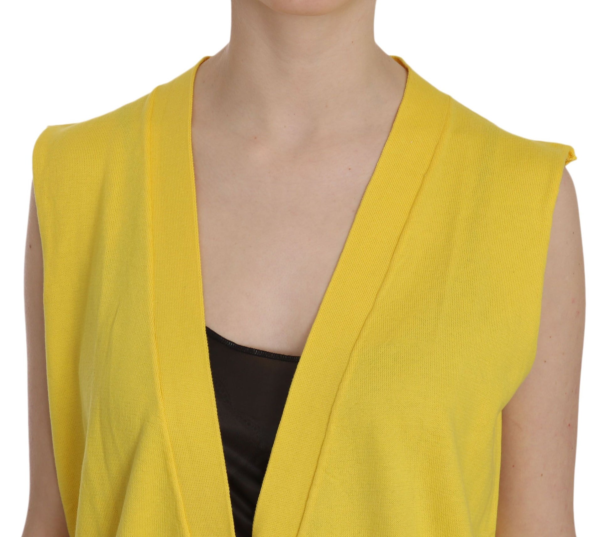 PINK MEMORIES Elegant Yellow Sleeveless Cotton Vest - ACCEXO