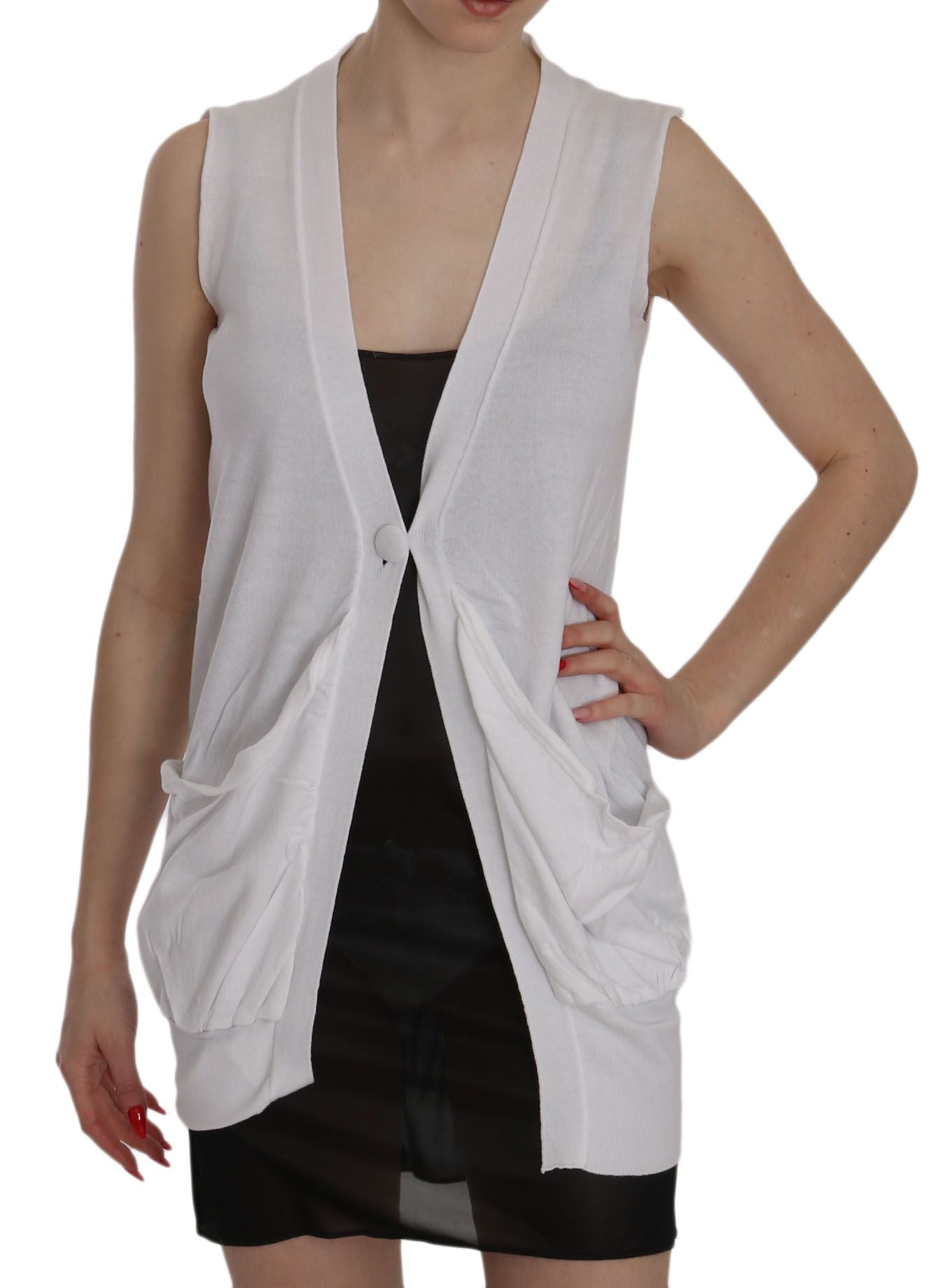 PINK MEMORIES Elegant Sleeveless Cotton Vest in Pristine White - ACCEXO