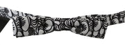 Dolce & Gabbana White Pattern Silk Adjustable Neck Papillon Tie for Men