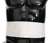 Dolce & Gabbana White Men Waist Belt 100% Silk Cummerbund - ACCEXO