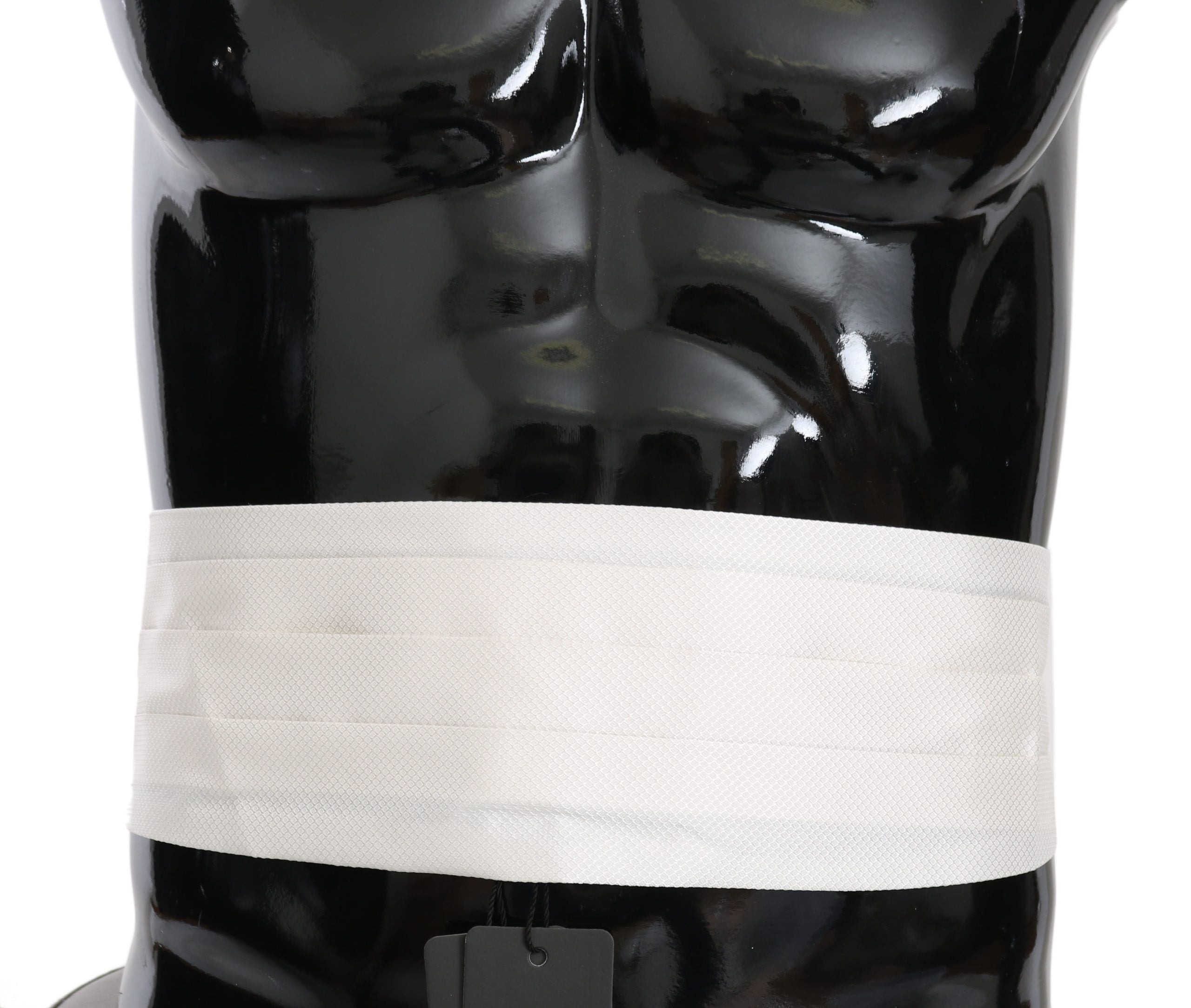 Dolce & Gabbana White Men Waist Belt 100% Silk Cummerbund - ACCEXO